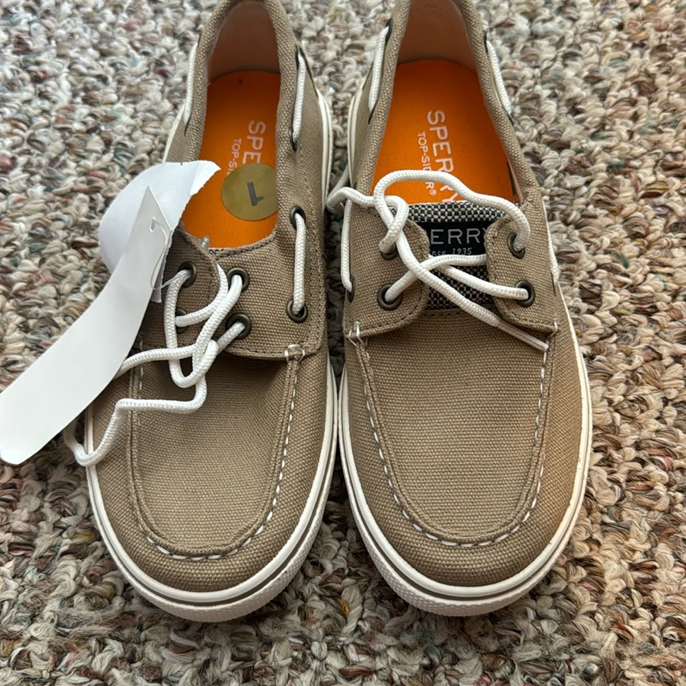 Sperry Kids Tan Canvas Boat Shoes